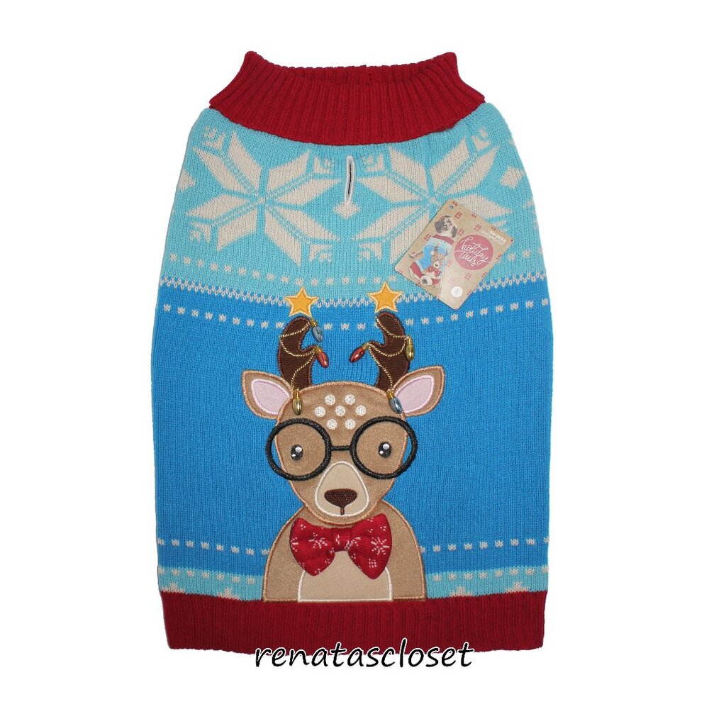 Holiday Tails by Petco "Oh Deer" Dog Holiday Sweater NWT